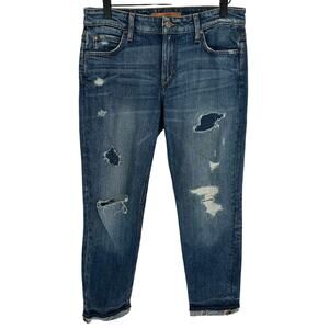 Joes Jeans The Billie Ankle Boyfriend Jeans Womens 26 Blue Distressed Mid Rise M